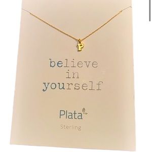 Plata tiny gold plated P necklace. 16” necklace.